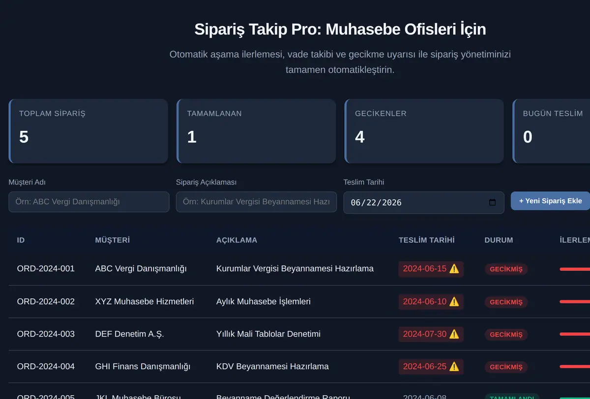 Sipariş Takip Pro: Muhasebe Ofisleri İçin ekran görüntüsü