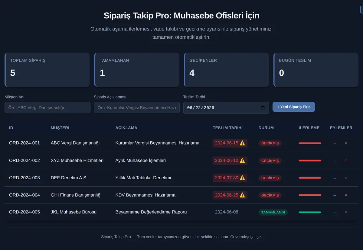 Sipariş Takip Pro: Muhasebe Ofisleri İçin ekran görüntüsü 3