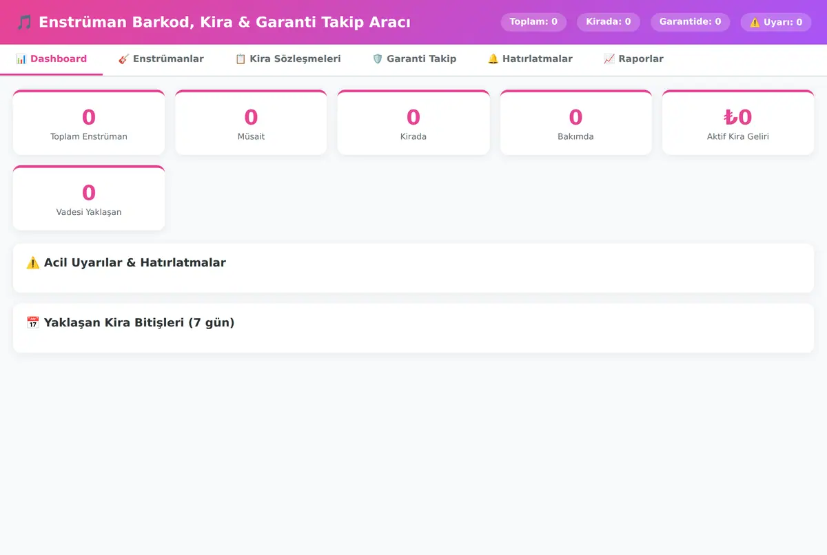 Enstrüman Barkod, Kira & Garanti Takip Aracı ekran görüntüsü 2