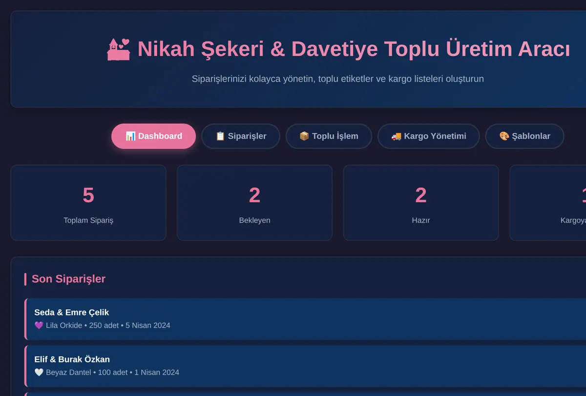 Nikah Şekeri & Davetiye Toplu Üretim Aracı ekran görüntüsü