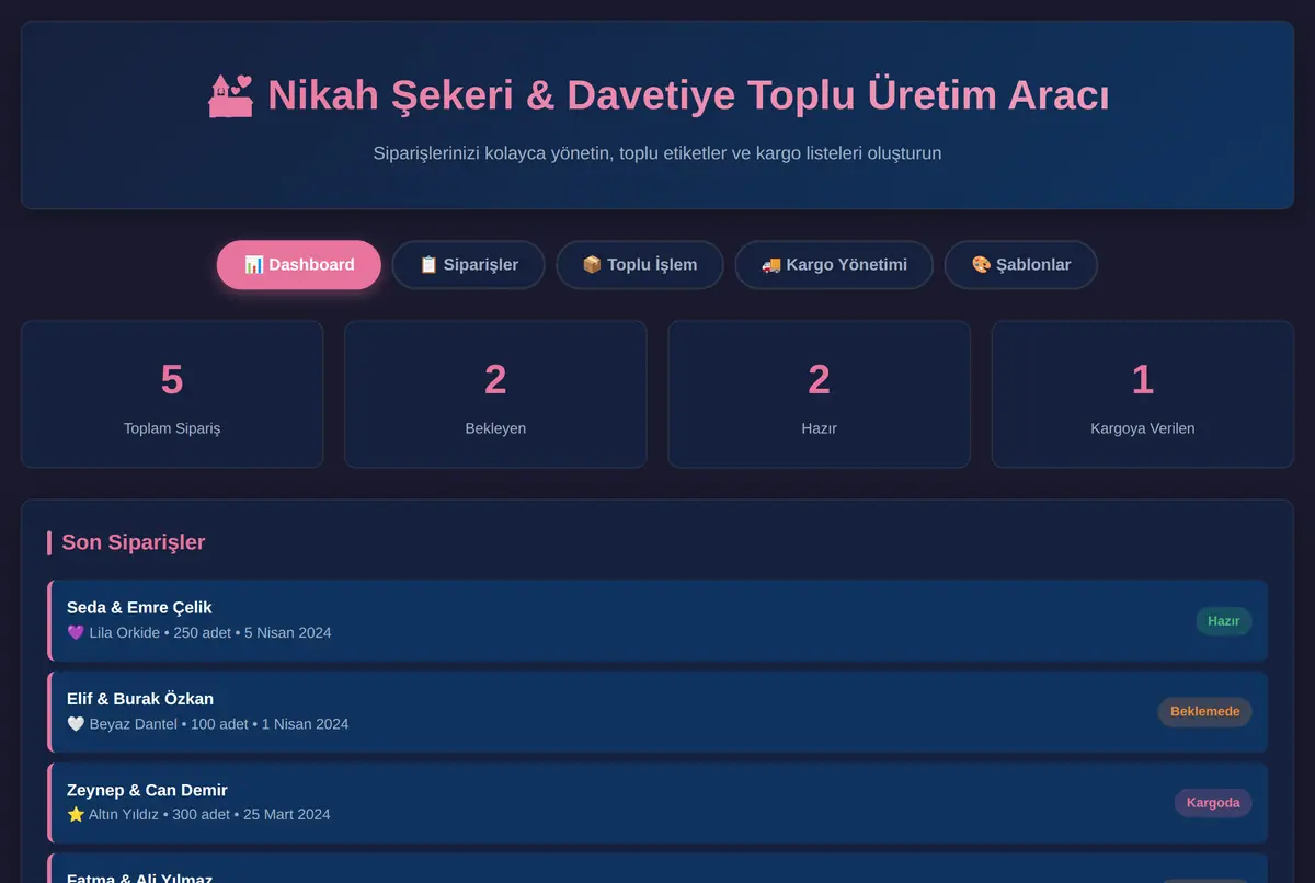 Nikah Şekeri & Davetiye Toplu Üretim Aracı ekran görüntüsü 2