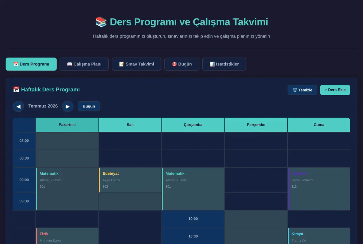 Ders Programı ve Çalışma Takvimi Oluşturucu ekran görüntüsü 2