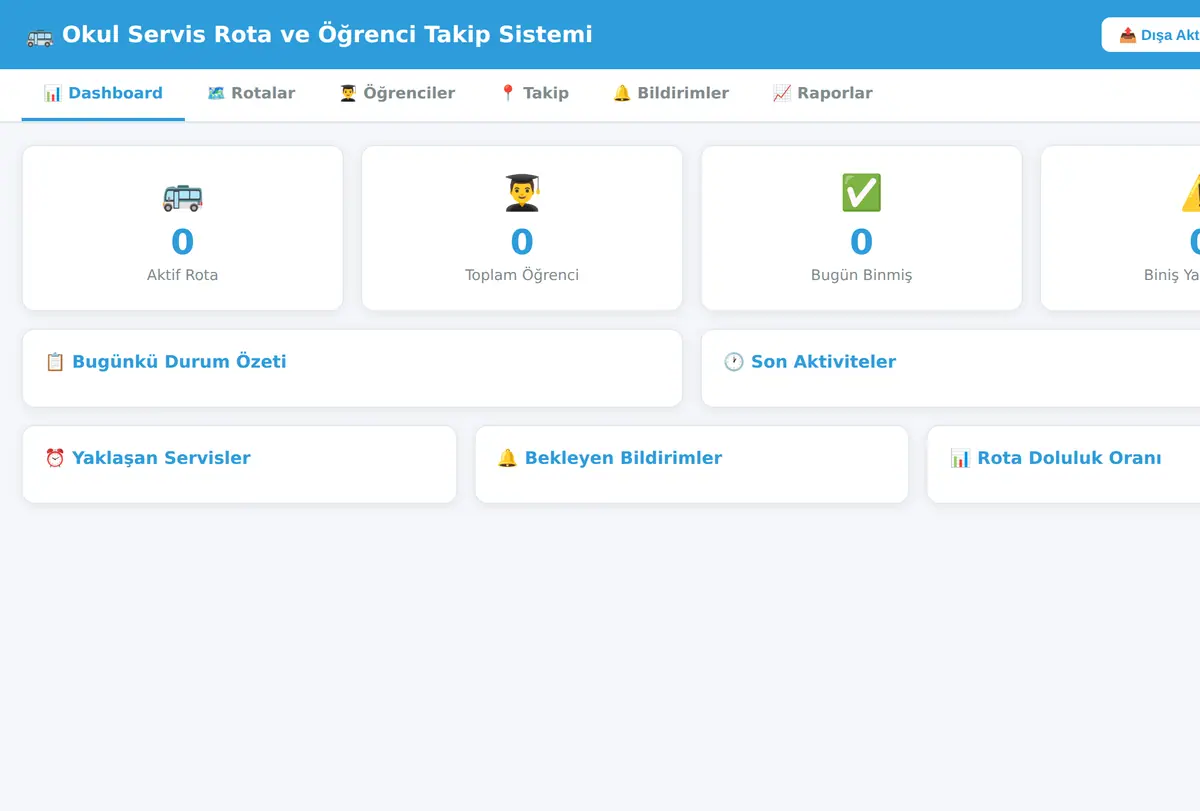 Okul Servis Rota ve Öğrenci Takip Sistemi ekran görüntüsü