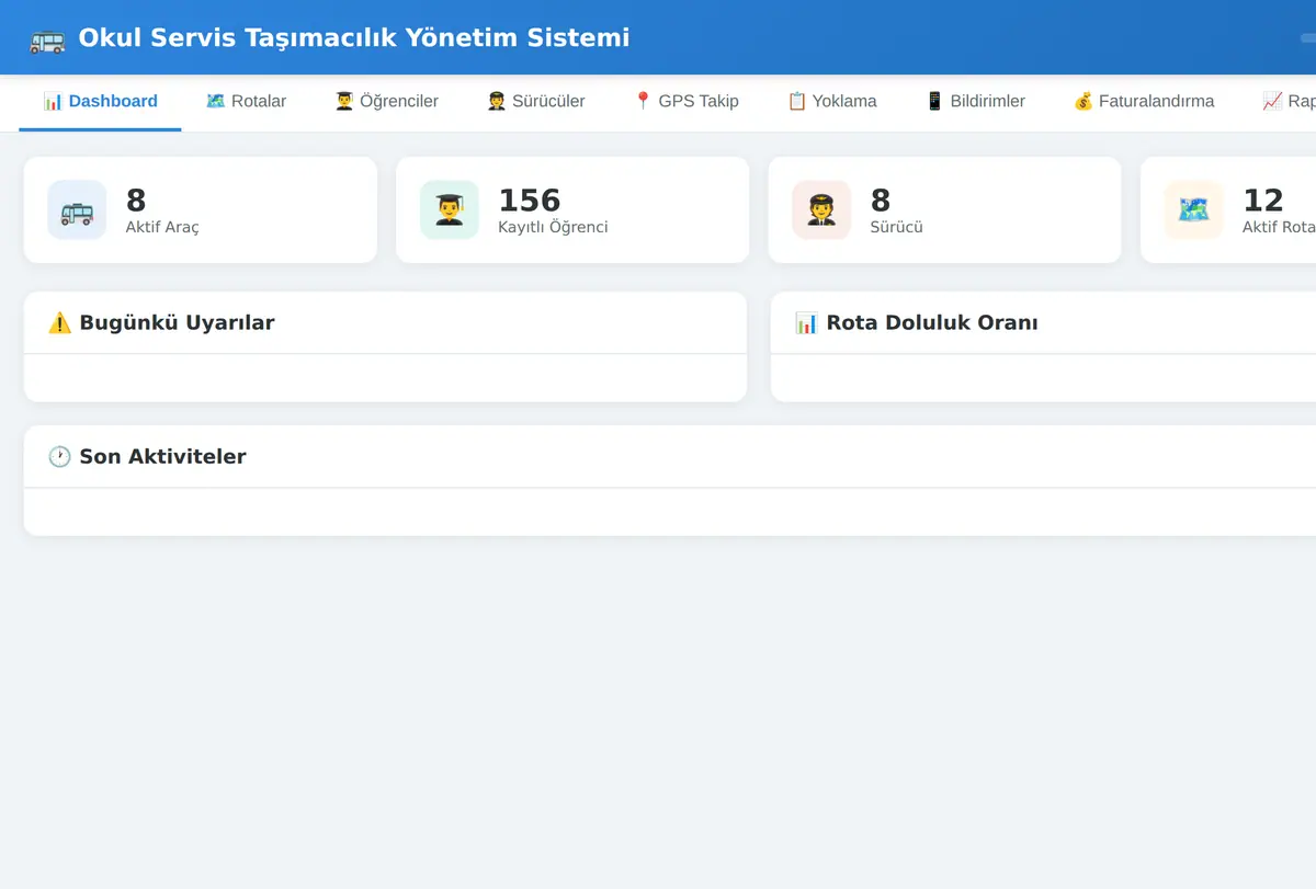Okul Servis Taşımacılık Yönetim Sistemi ekran görüntüsü
