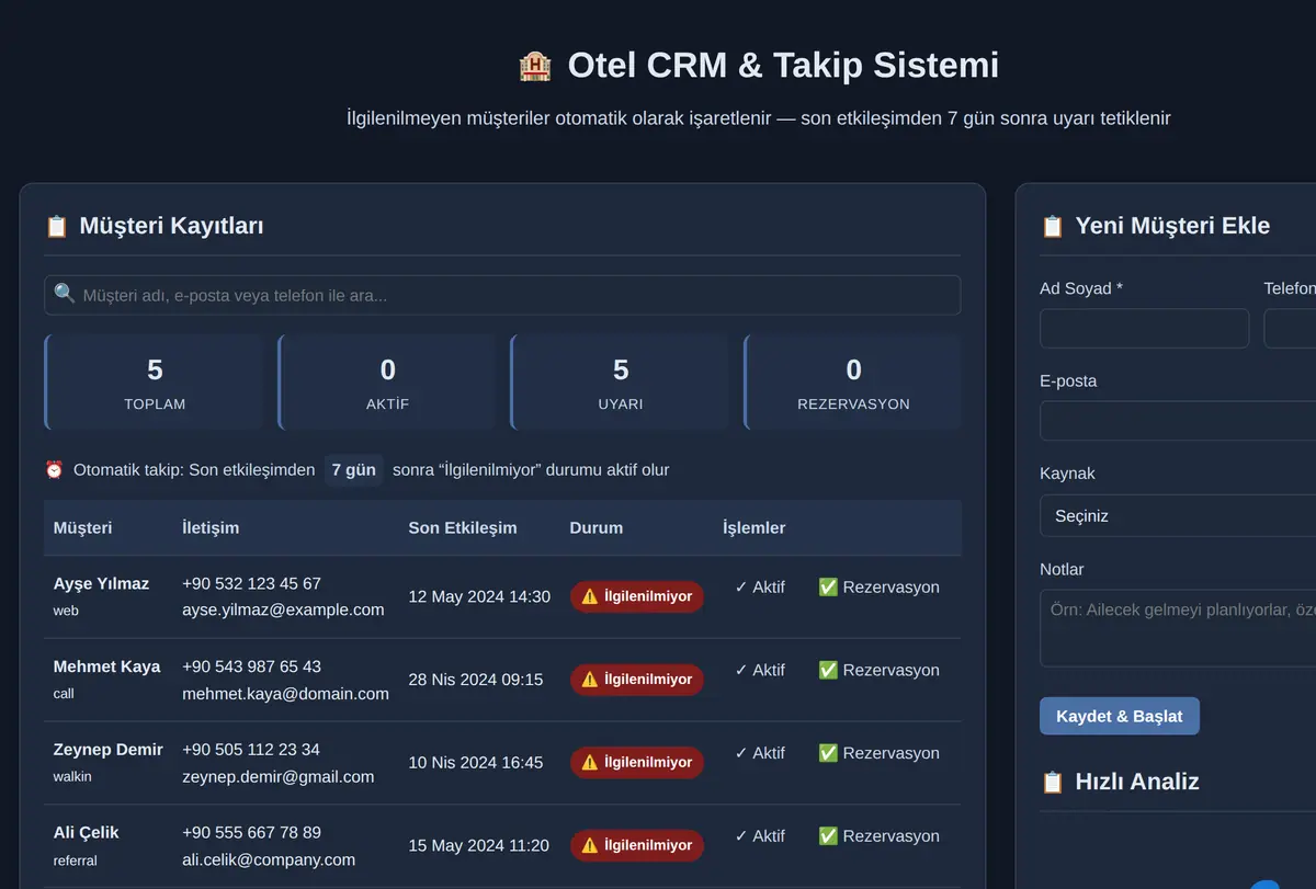 İnşaat CRM & Takip Sistemi ekran görüntüsü