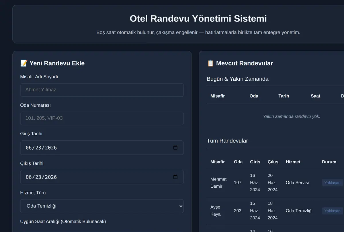 Catering Randevu Yönetimi Sistemi ekran görüntüsü