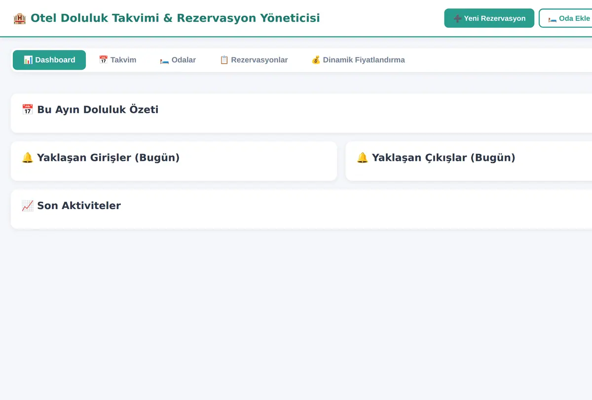 Otel Doluluk Takvimi & Rezervasyon Yöneticisi ekran görüntüsü