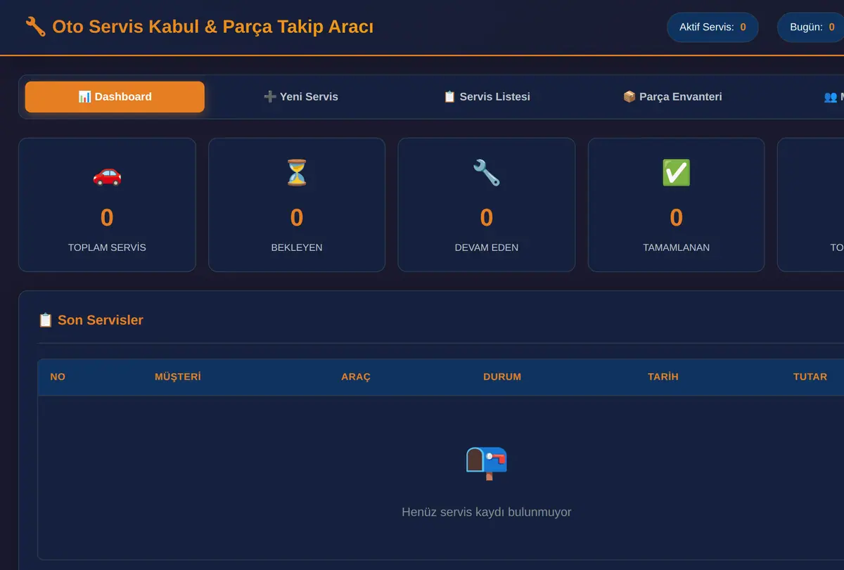 Oto Servis Kabul & Parça Takip Aracı ekran görüntüsü