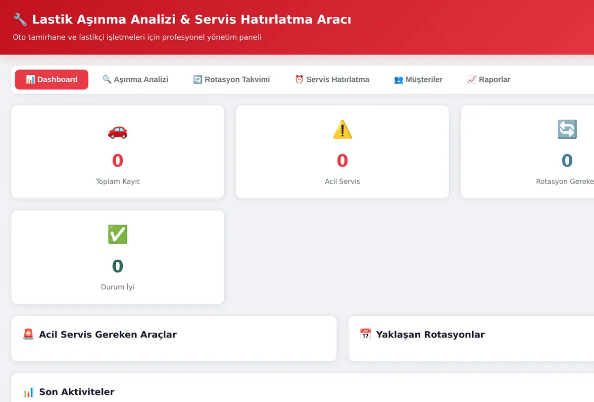 Lastik Aşınma Analizi & Servis Hatırlatma Aracı ekran görüntüsü