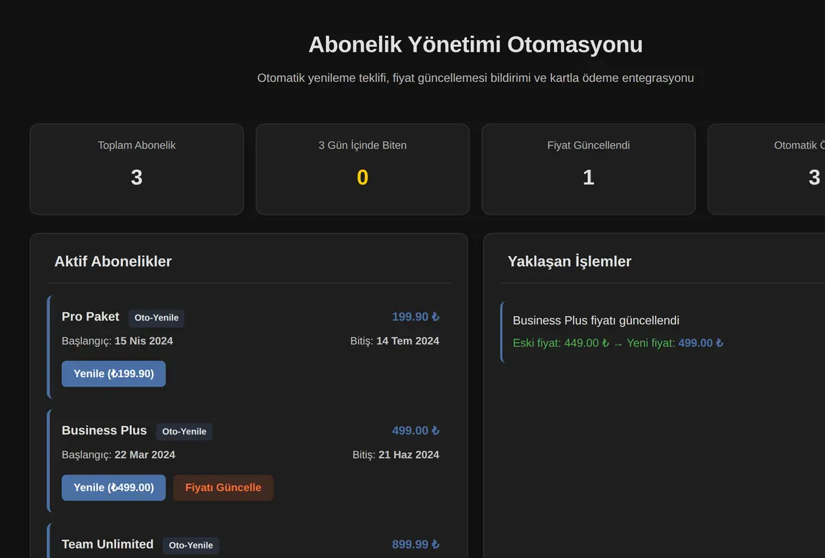 Abonelik Yönetimi Otomasyonu ekran görüntüsü