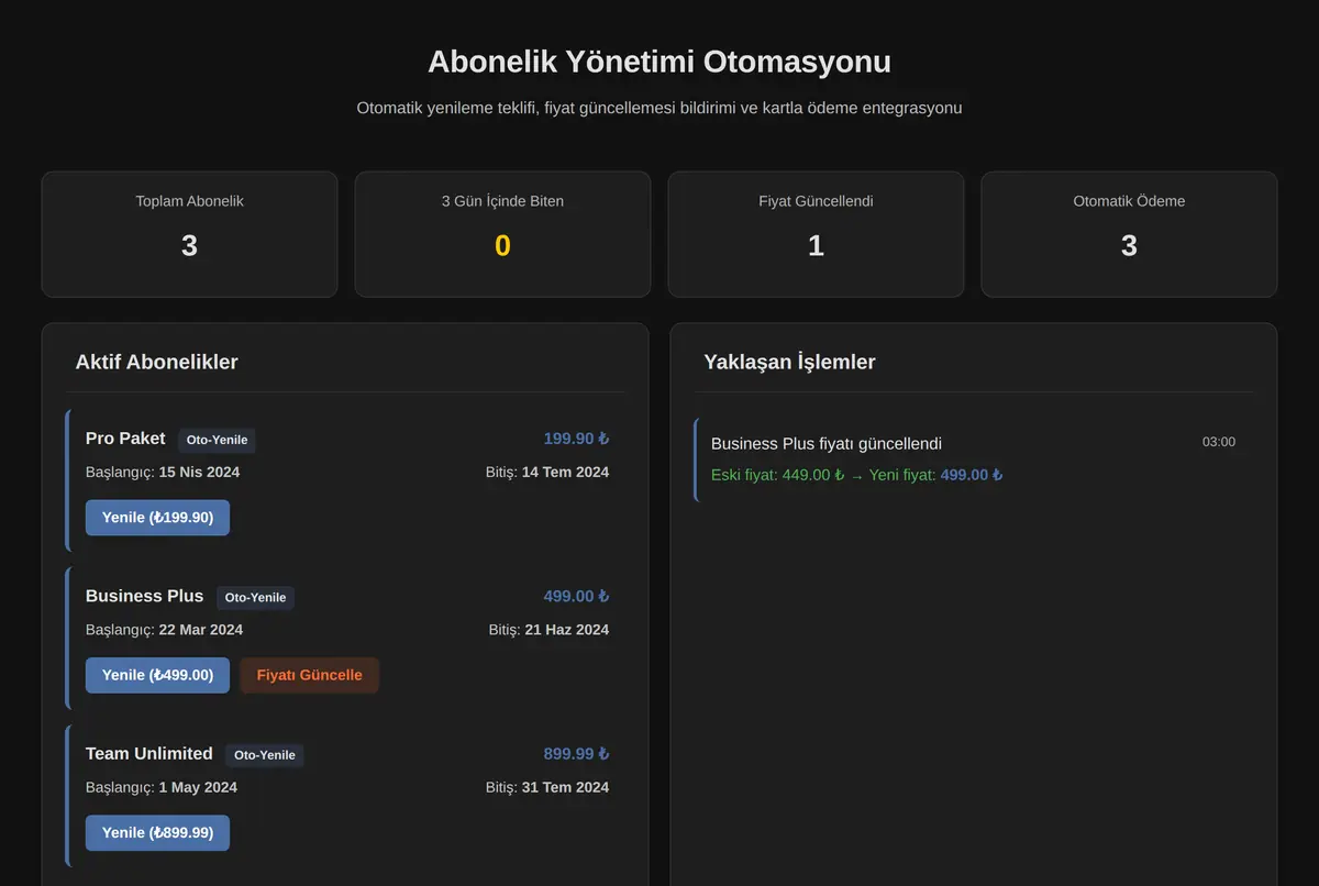 Abonelik Yönetimi Otomasyonu ekran görüntüsü 2