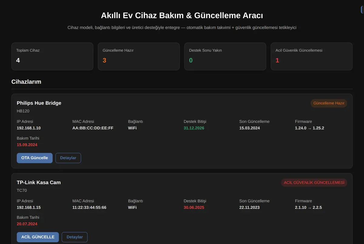 Akıllı Ev Cihaz Bakım & Güncelleme Aracı ekran görüntüsü 2