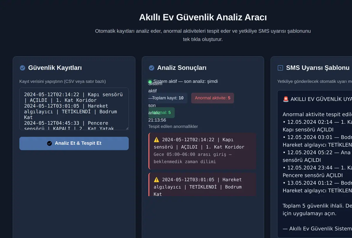 Akıllı Ev Güvenlik Analiz Aracı ekran görüntüsü