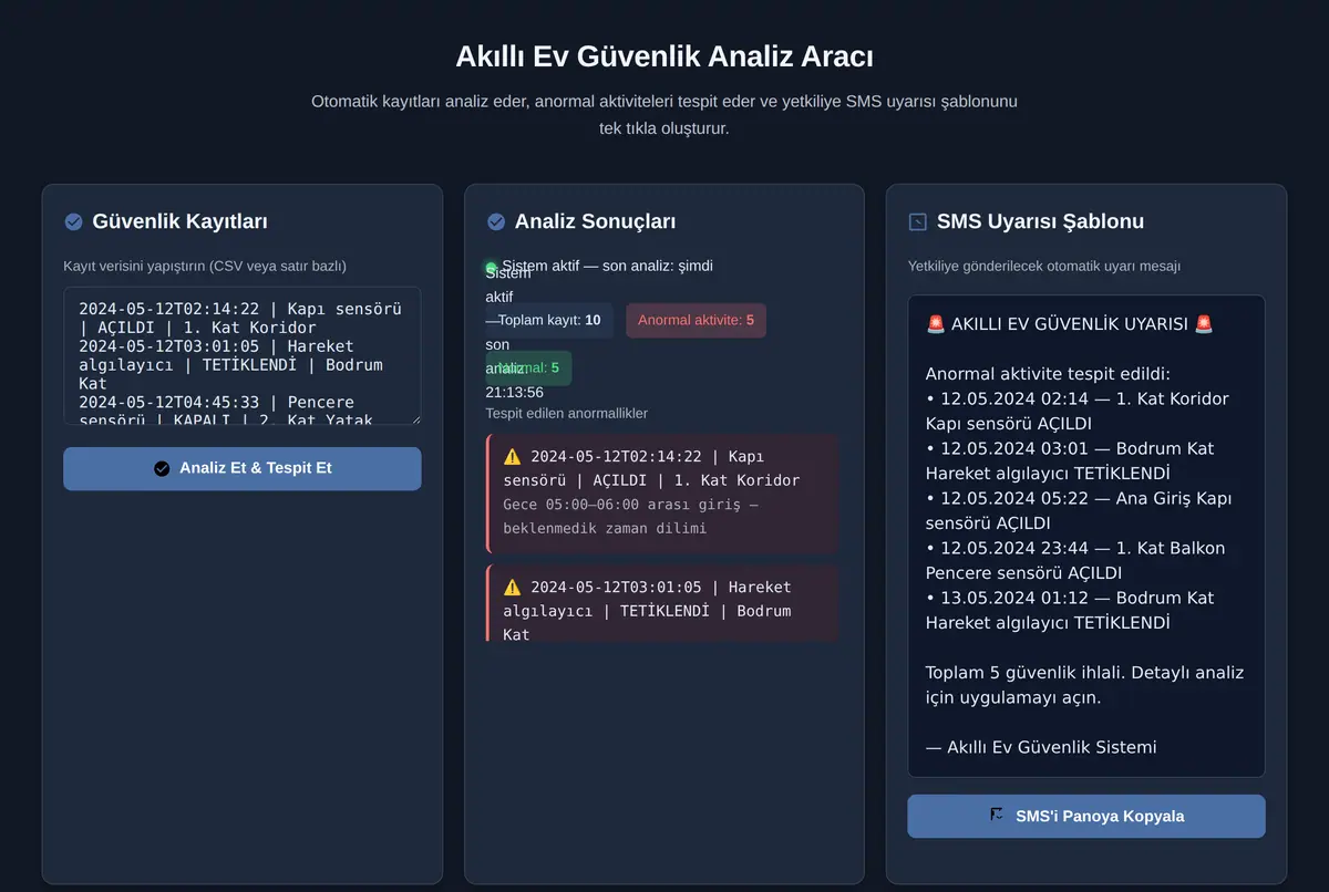 Akıllı Ev Güvenlik Analiz Aracı ekran görüntüsü 2