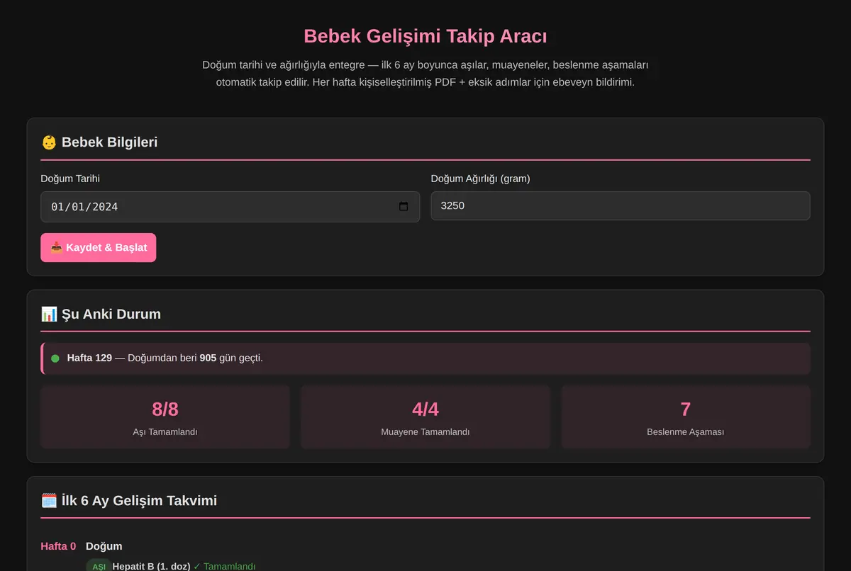 Bebek Gelişimi Takip Aracı ekran görüntüsü 2
