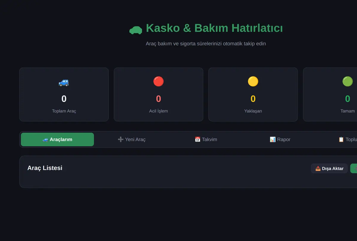 Kasko & Bakım Hatırlatıcı ekran görüntüsü