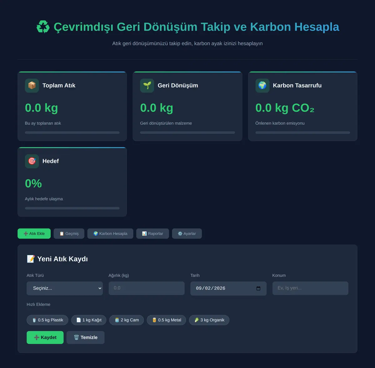 Çevrimdışı Geri Dönüşüm Takip ve Karbon Hesapla ekran görüntüsü 3
