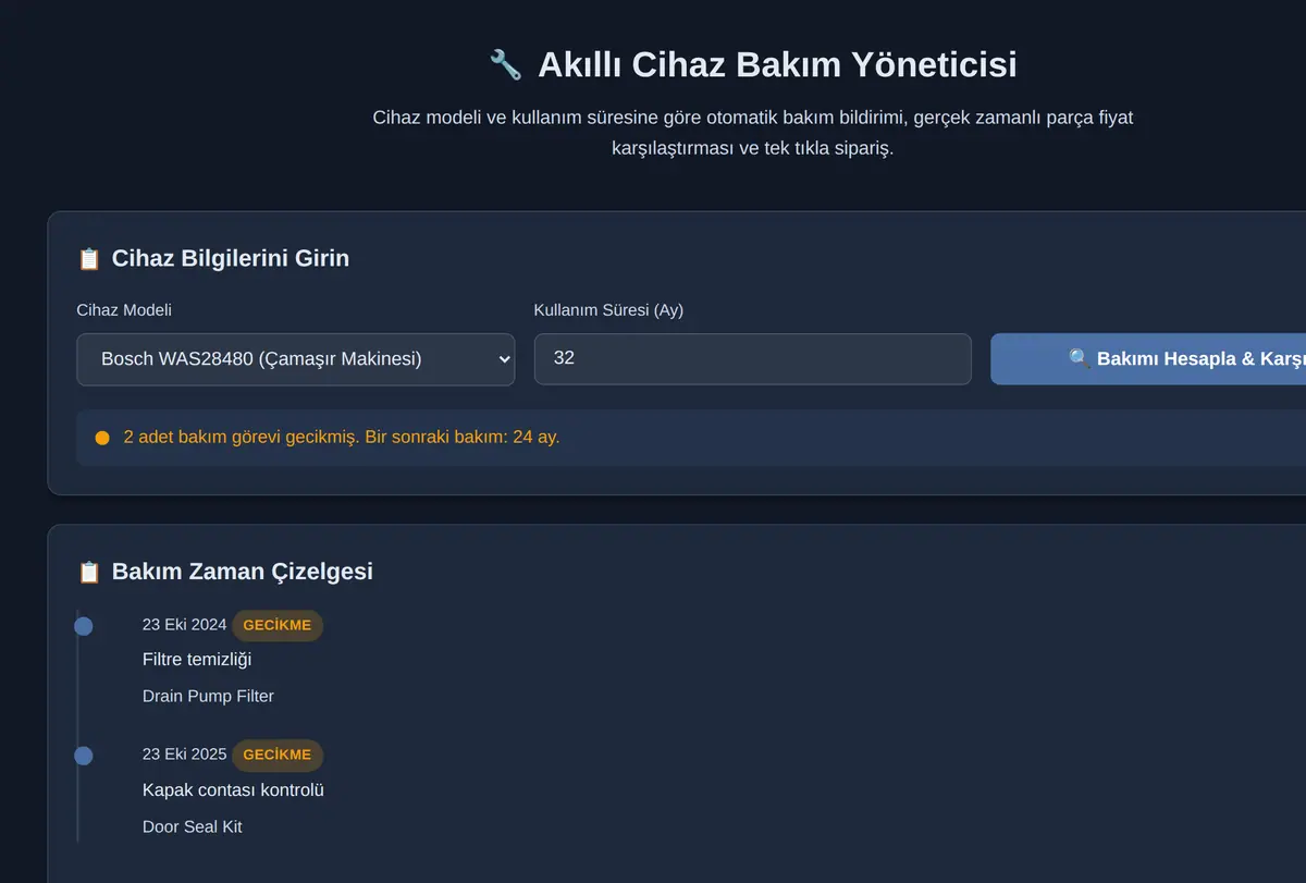Akıllı Cihaz Bakım Yöneticisi ekran görüntüsü