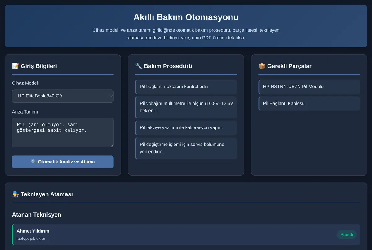 Akıllı Bakım Otomasyonu ekran görüntüsü 2