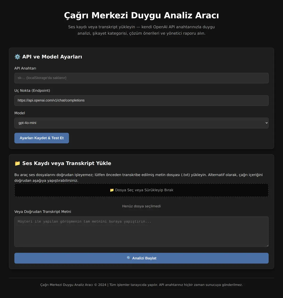 Çağrı Merkezi Duygu Analiz Aracı ekran görüntüsü 3