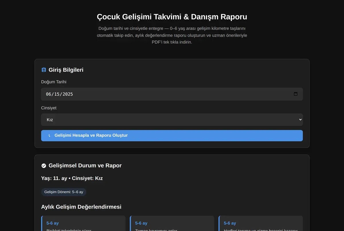 Çocuk Gelişimi Takvimi & Danışm Raporu ekran görüntüsü 2