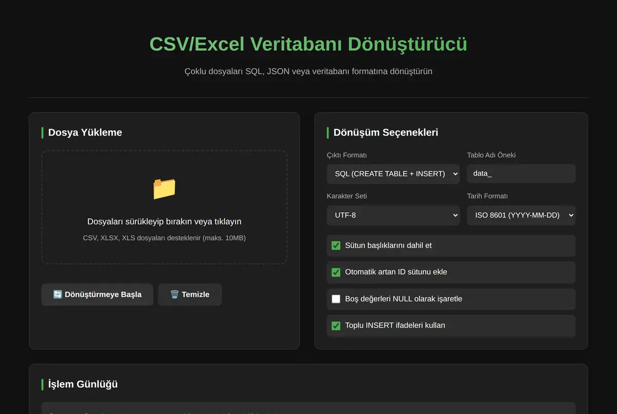 CSV/Excel Veritabanı Dönüştürücü ekran görüntüsü 2