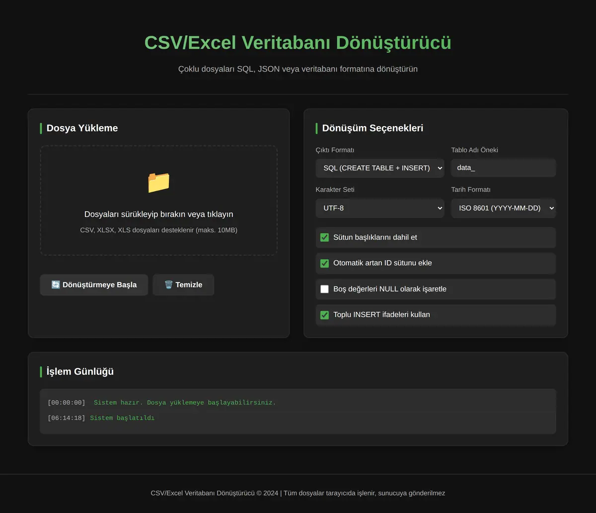 CSV/Excel Veritabanı Dönüştürücü ekran görüntüsü 3