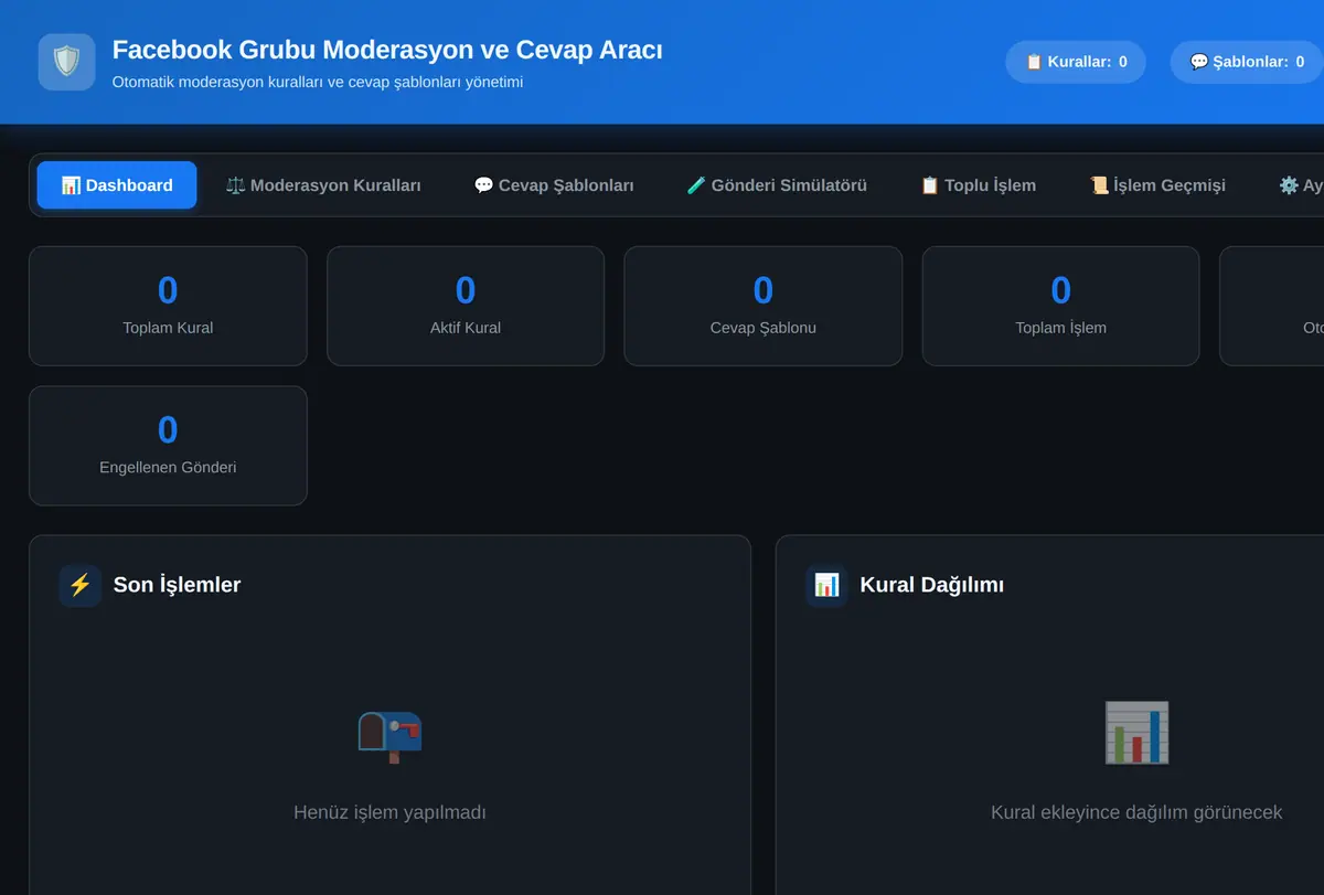 Facebook Grubu Moderasyon ve Cevap Aracı ekran görüntüsü