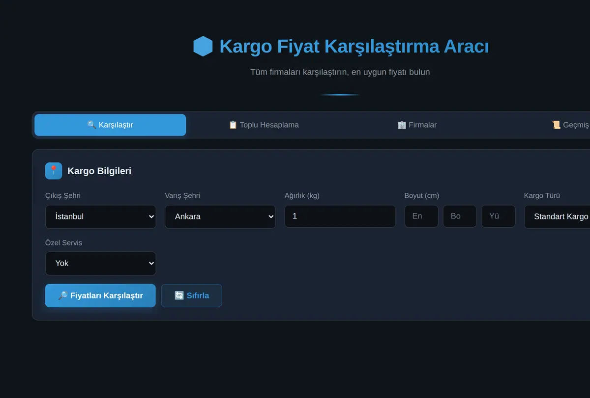 Kargo Fiyat Karşılaştırma Aracı ekran görüntüsü
