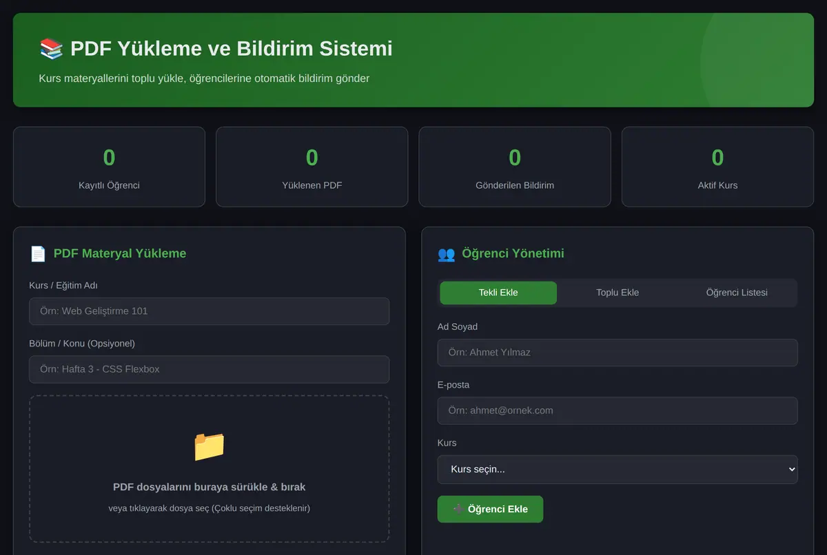 PDF Yükleme ve Bildirim Sistemi ekran görüntüsü 2