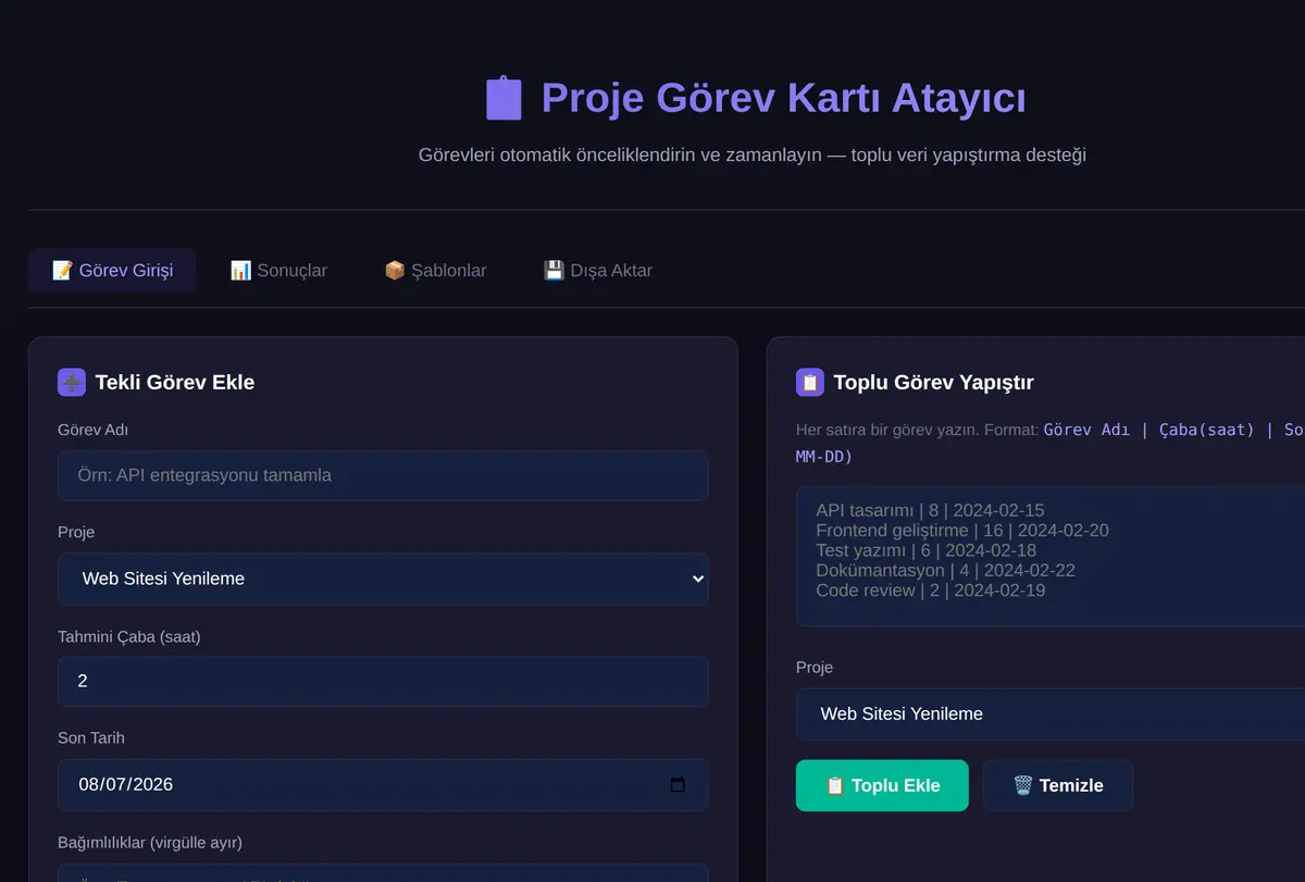 Proje Görev Kartı Atayıcı ekran görüntüsü
