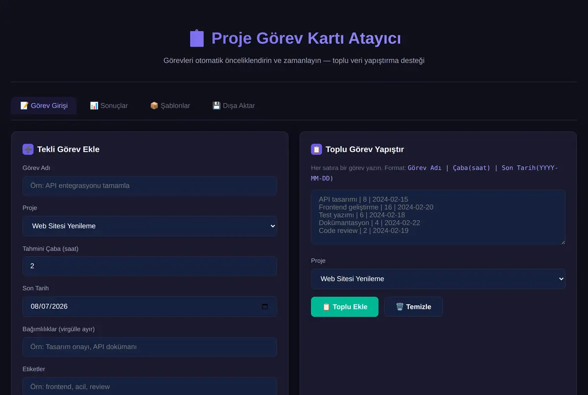 Proje Görev Kartı Atayıcı ekran görüntüsü 2