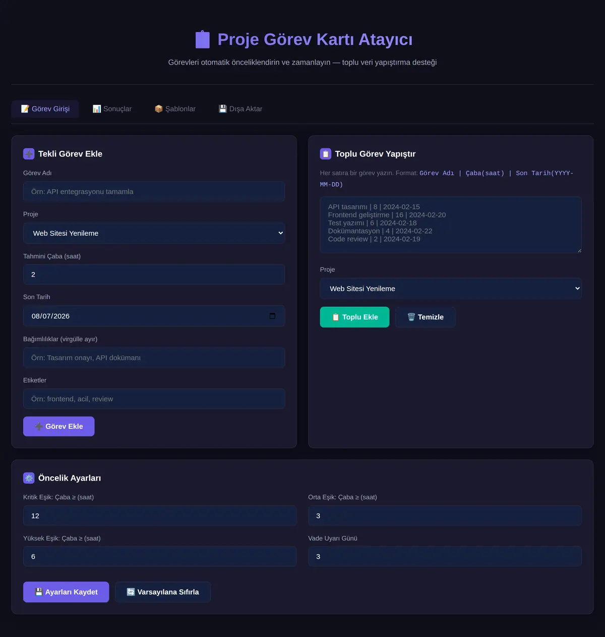 Proje Görev Kartı Atayıcı ekran görüntüsü 3
