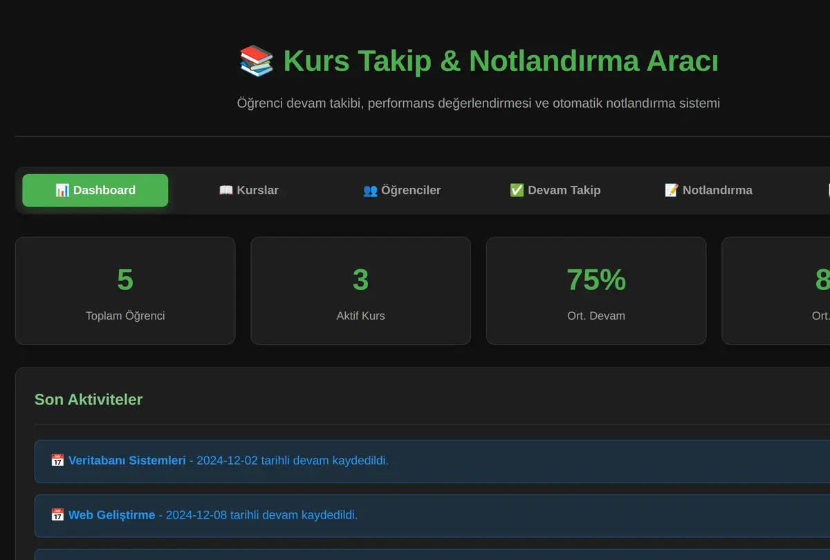 Kurs Takip & Notlandırma Aracı ekran görüntüsü