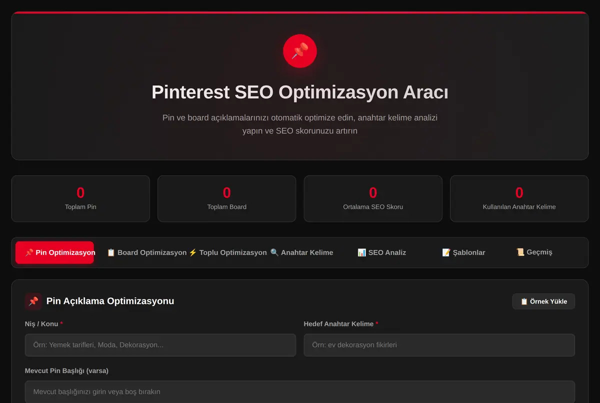 Pinterest SEO Optimizasyon Aracı ekran görüntüsü 2