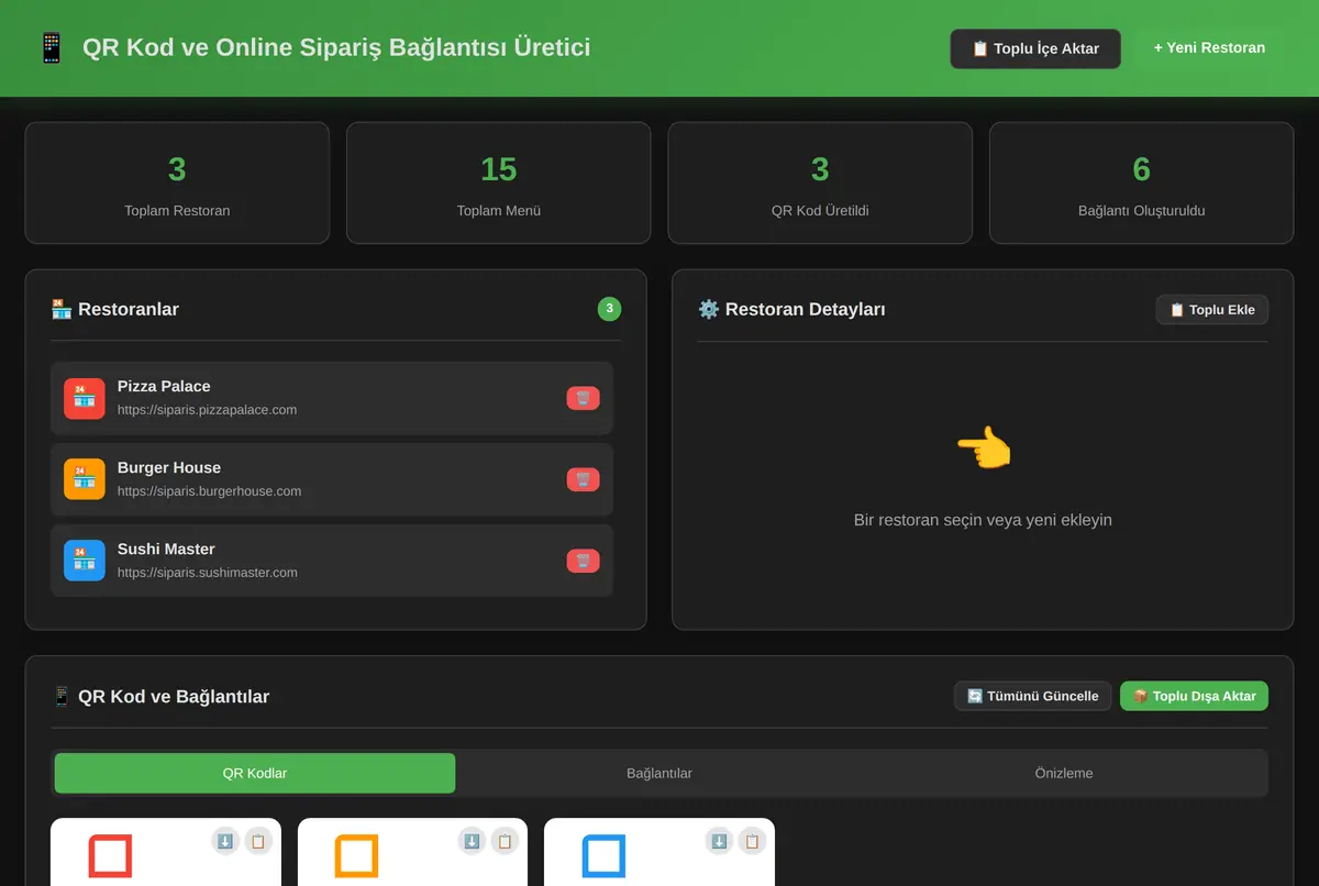 QR Kod ve Online Sipariş Bağlantısı Üretici ekran görüntüsü 2