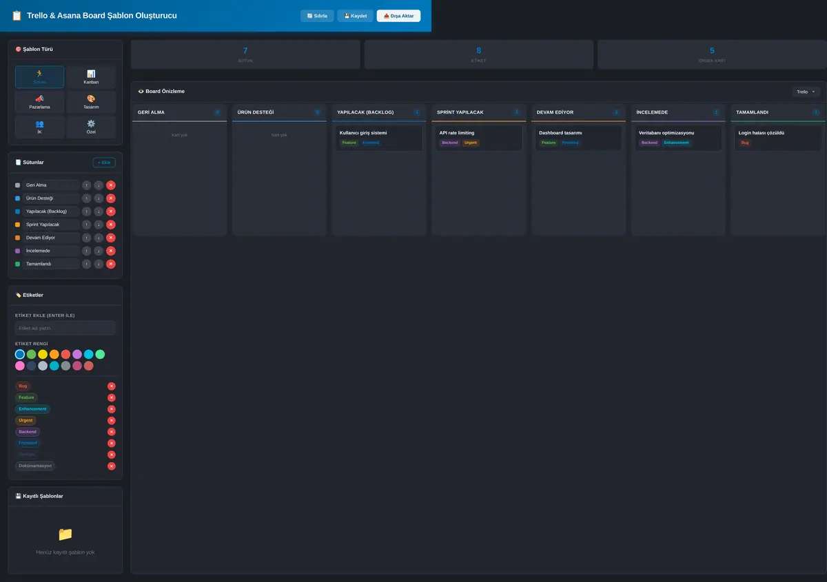 Trello & Asana Board Şablon Oluşturucu ekran görüntüsü 3