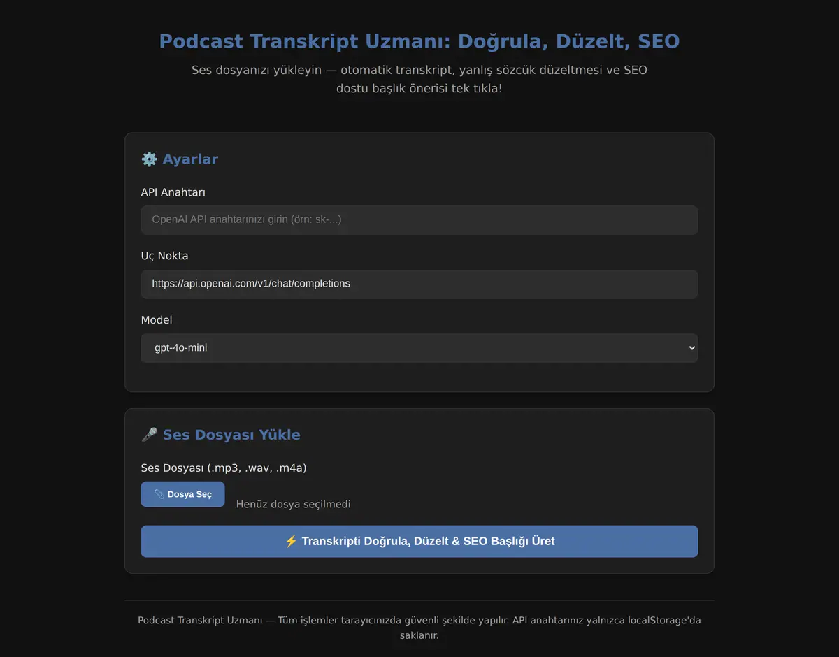Podcast Transkript Uzmanı: Doğrula, Düzelt, SEO ekran görüntüsü 3
