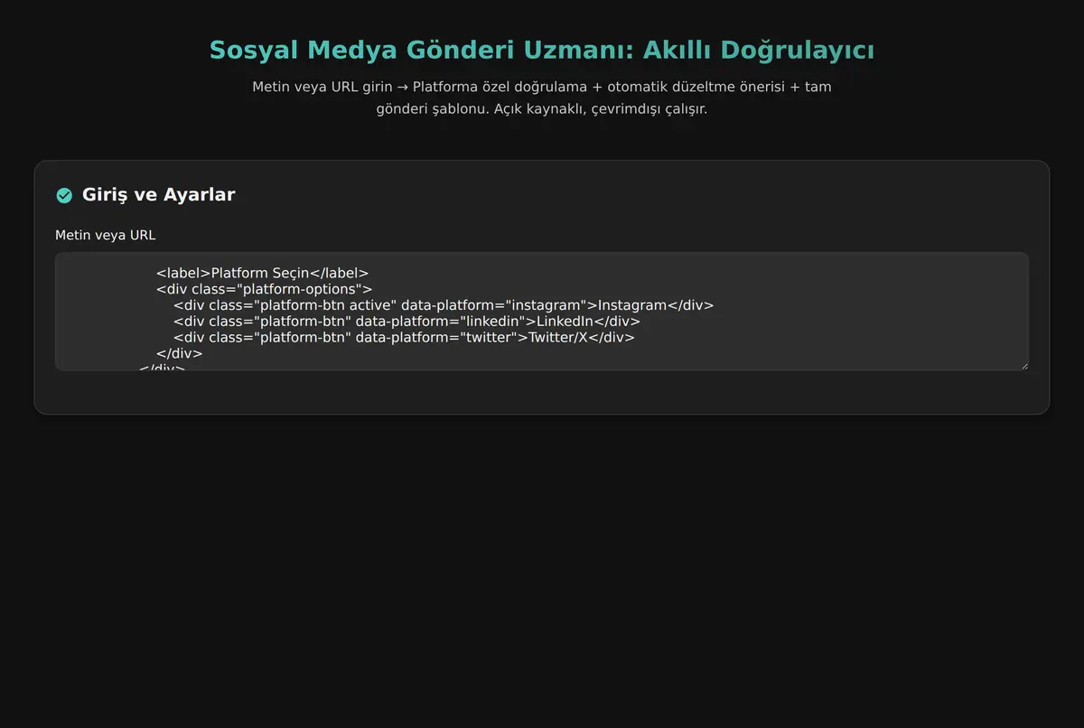 Sosyal Medya Gönderi Uzmanı: Akıllı Doğrulayıcı ekran görüntüsü 2