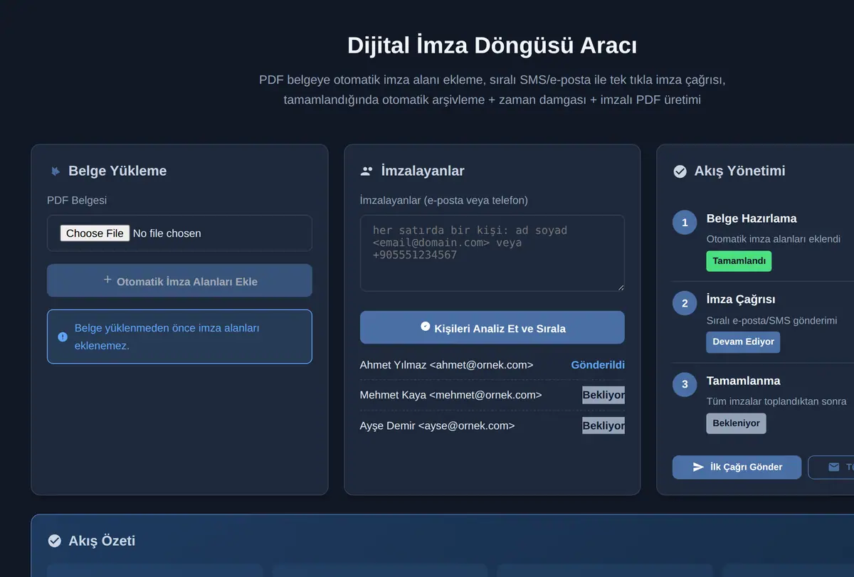 Dijital İmza Döngüsü Aracı ekran görüntüsü