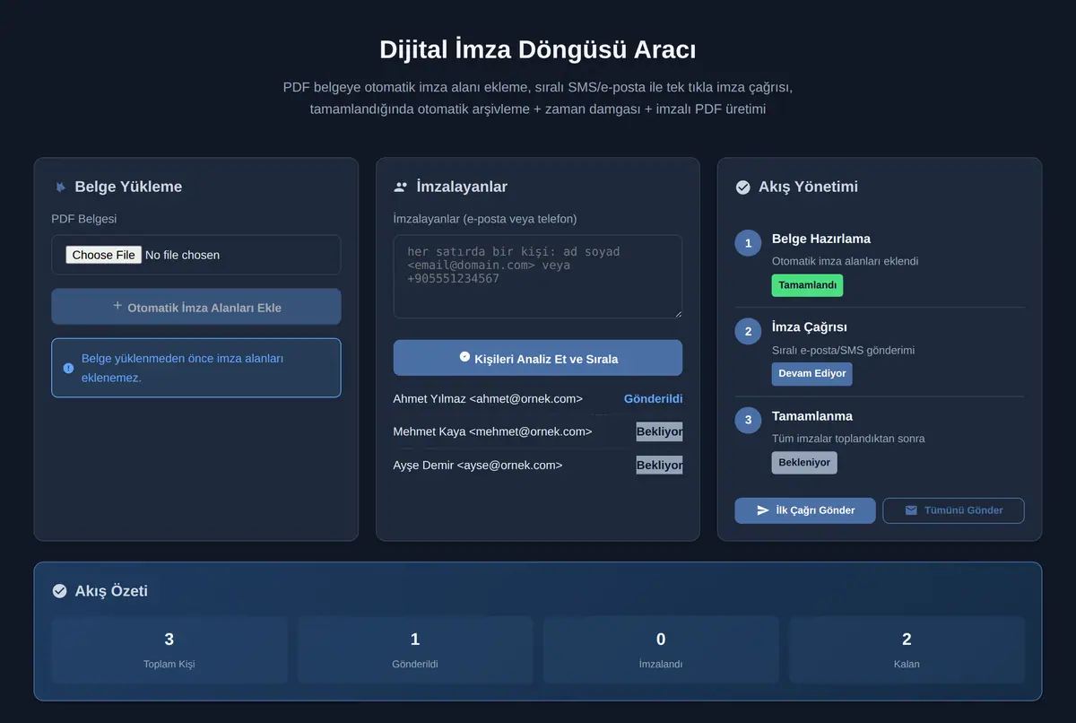 Dijital İmza Döngüsü Aracı ekran görüntüsü 2