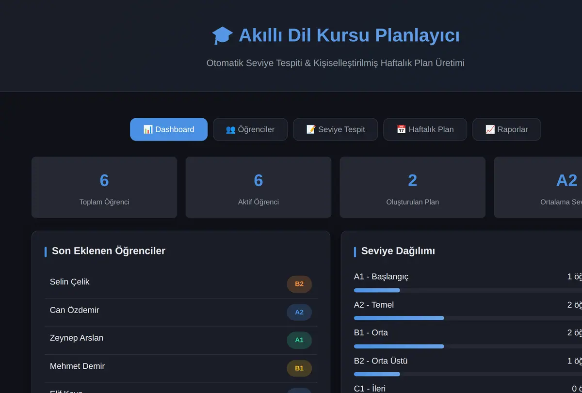 Akıllı Dil Kursu Planlayıcı ekran görüntüsü