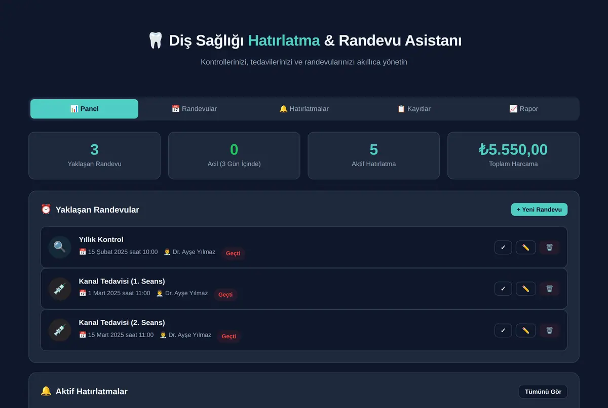 Diş Sağlığı Hatırlatma & Randevu Asistanı ekran görüntüsü 2