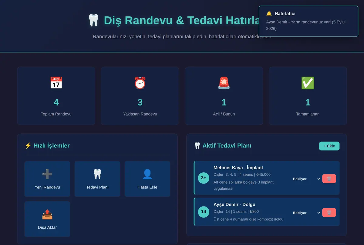 Diş Randevu & Tedavi Hatırlatıcı ekran görüntüsü 2