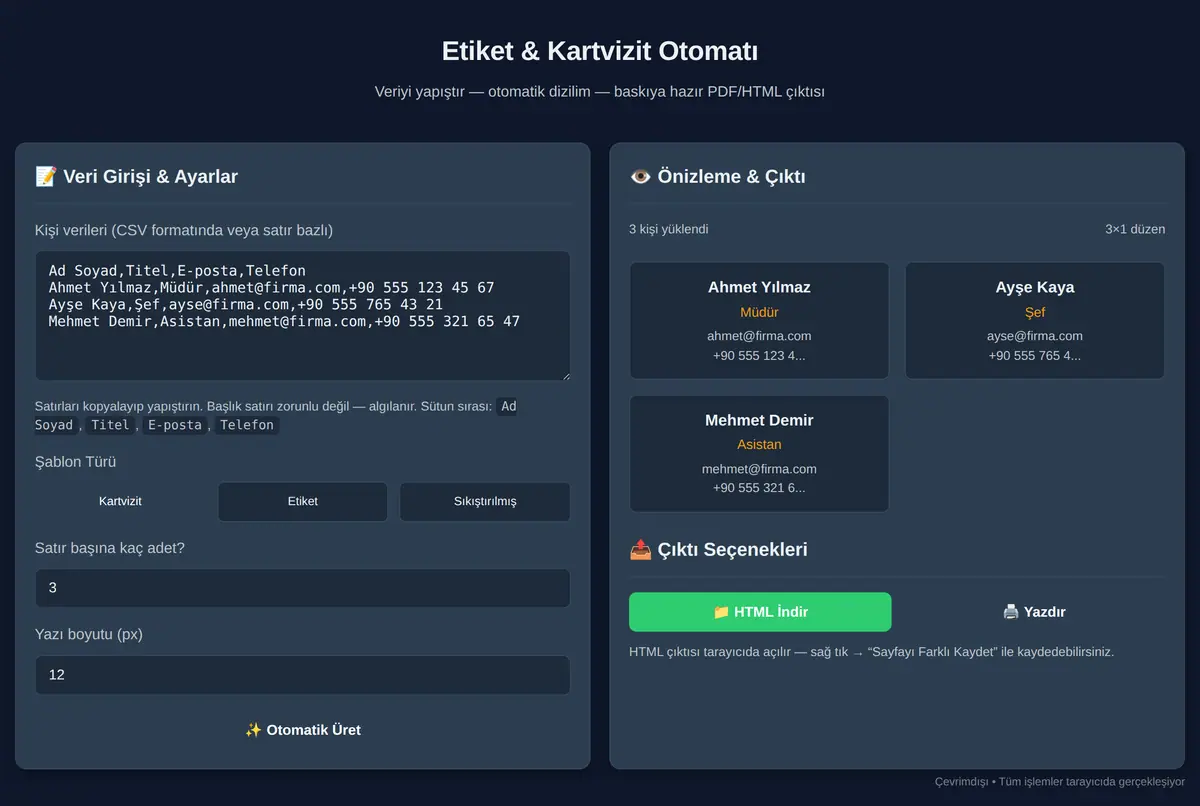 Etiket & Kartvizit Otomatı ekran görüntüsü 2