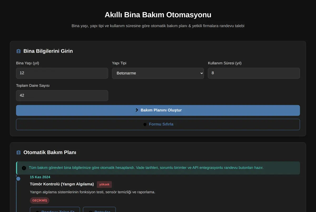 Akıllı Bina Bakım Otomasyonu ekran görüntüsü 2