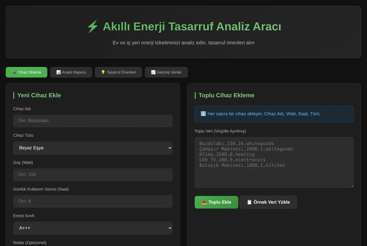 Akıllı Enerji Tasarruf Analiz Aracı ekran görüntüsü 2