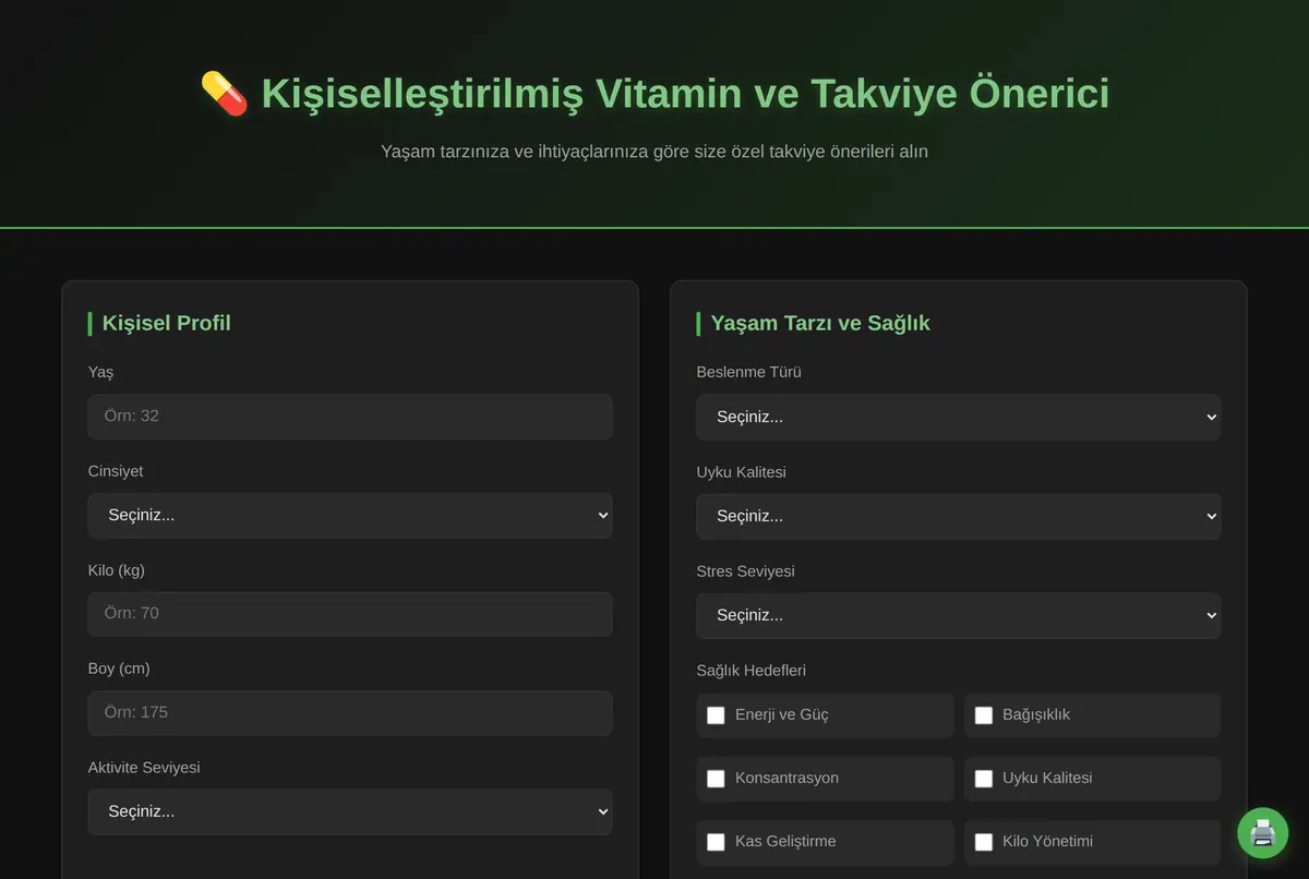 Kişiselleştirilmiş Vitamin ve Takviye Önerici ekran görüntüsü 2