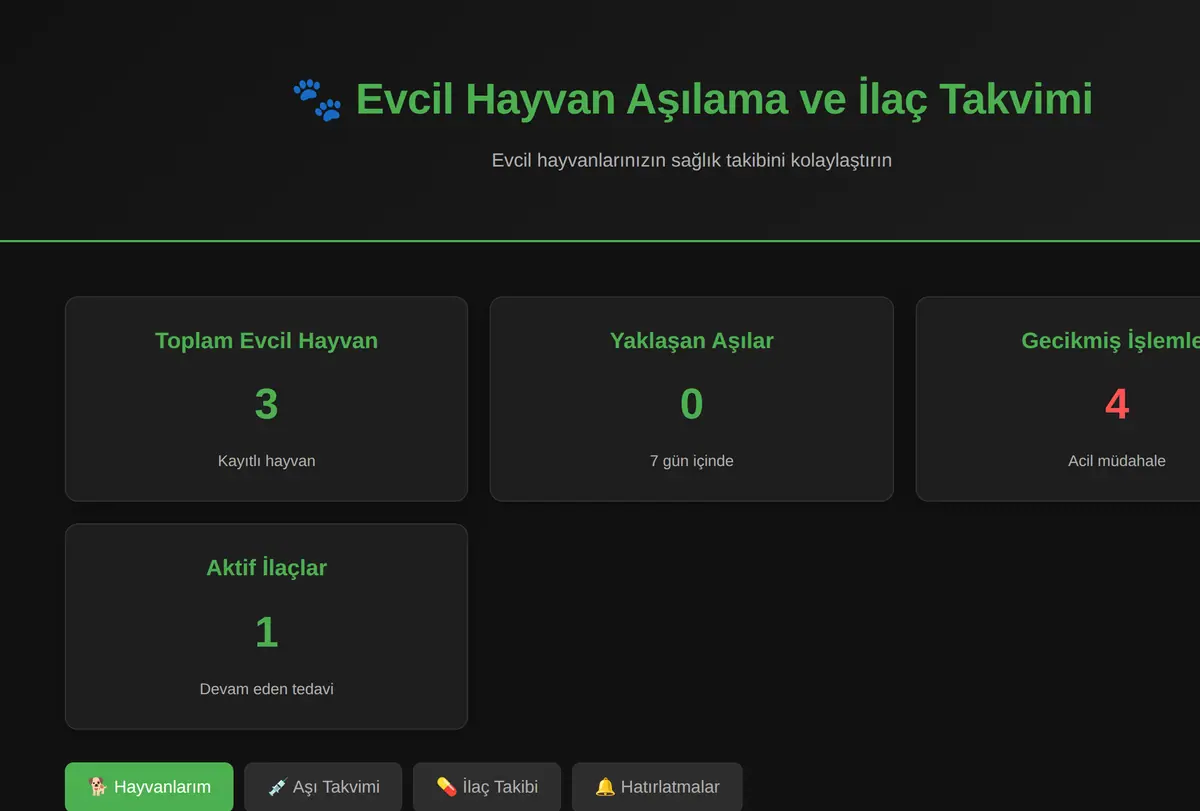 Evcil Hayvan Aşılama ve İlaç Takvimi ekran görüntüsü