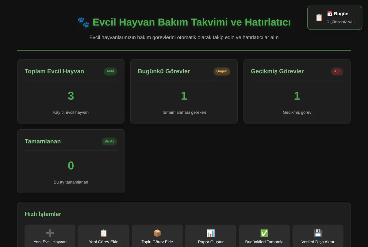 Evcil Hayvan Bakım Takvimi ve Hatırlatıcı ekran görüntüsü 2